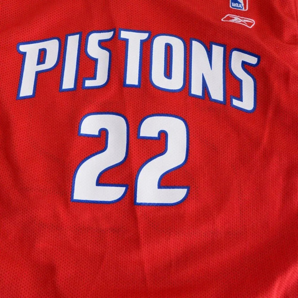 Reebok NBA Authentics Detroit Pistons #22 Prince Red Blue Basketball Jersey - Picture 11 of 13